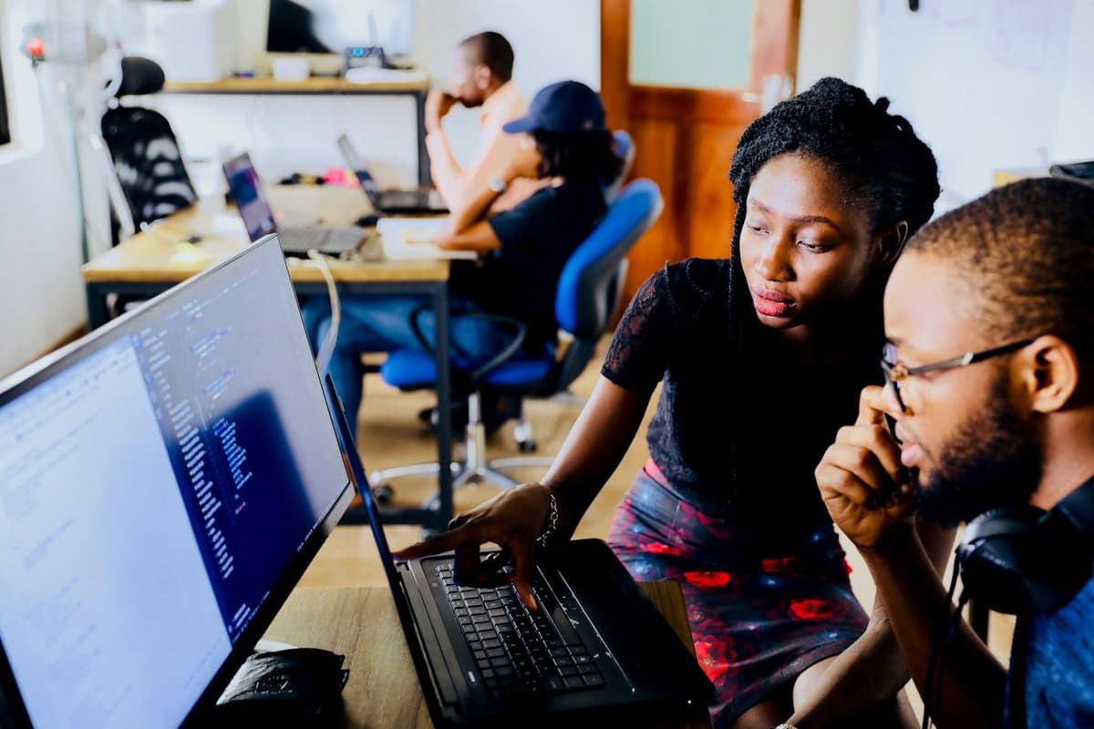 Students working together during a university project